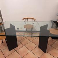 Tavolo cristallo spesso 18mm + basi in ardesia