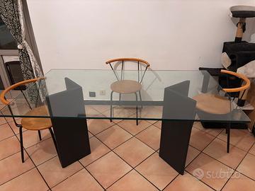 Tavolo cristallo spesso 18mm + basi in ardesia