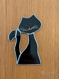 Gatto nero in vetro decorativo