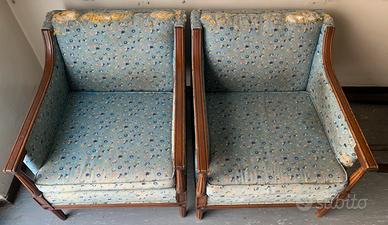 Poltrone Legno Tessuto 1960 Pizzetti Braccioli