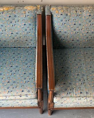 Poltrone Legno Tessuto 1960 Pizzetti Braccioli