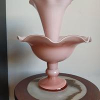 Vaso d’epoca centrotavola in vetro di murano rosa