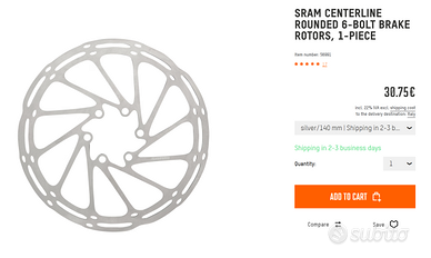 SRAM Centerline 6-bolt Disco Freno 140mm