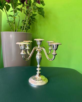CANDELABRO A 5 BRACCI EFFETTO ARGENTO