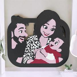 Ritratto personalizzato famiglia stile Disney
