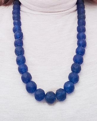 Collana vintage di perle  di vetro blu  mare