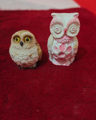 Coppia di Gufe/Gufetti Decorativi da Collezione