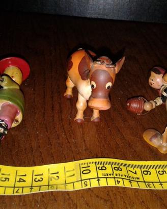 3 pupazzetti Goula anni '60, con collo a molla