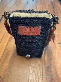 Pochette portacellulare ibeliv rafia e pelle