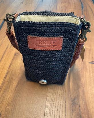 Pochette portacellulare ibeliv rafia e pelle