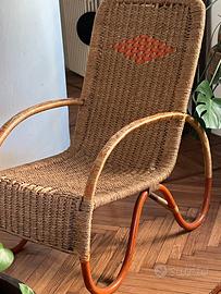 Coppia di Poltrone in vimini intrecciato anni 80