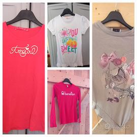 Lotto stock abbigliamento 4 t-shirt tg 11/12 anni