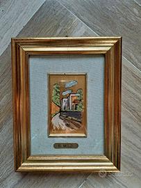 Quadro vintage su foglia d'oro di B. Milzi, XX sc