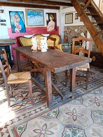 tavolo capretta in quercia, antico 