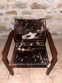 Poltrona design rustico-country vera pelle