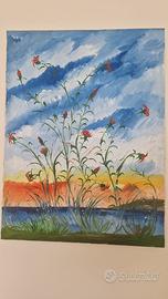 Quadro fiori al mare