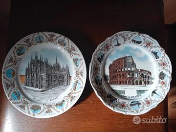 VECCHI PIATTI SOUVENIR ROMA MILANO VINTAGE ANNI 60