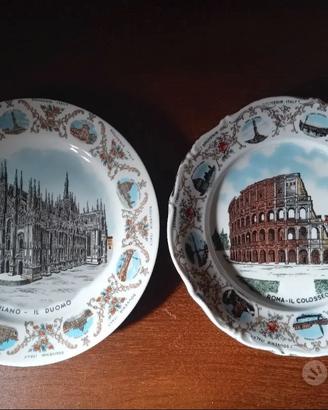 VECCHI PIATTI SOUVENIR ROMA MILANO VINTAGE ANNI 60