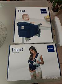 Seggiolino da tavolo e marsupio porta bebè 