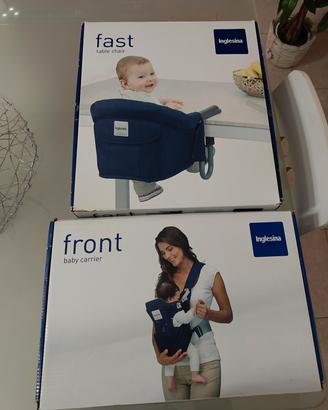 Seggiolino da tavolo e marsupio porta bebè 