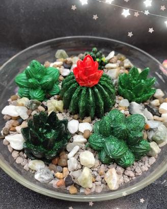 Composizione di cactus in gesso 