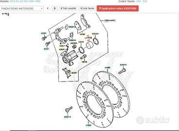 Pistoncino pinza freno ant Kawasaki GPZ550 4302010
