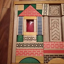 scatola costruzioni giochi in legno anni 50/60