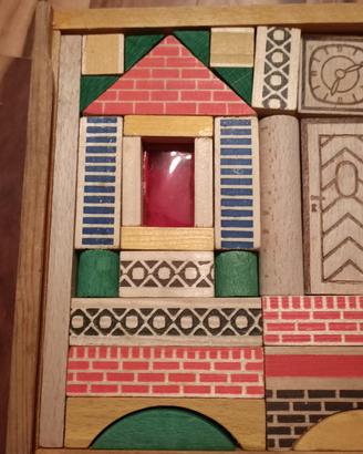 scatola costruzioni giochi in legno anni 50/60