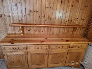 credenza più mensola in legno stile rustico 