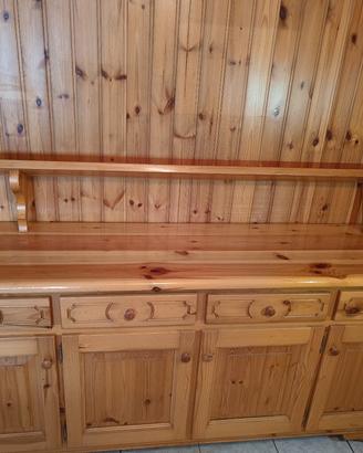 credenza più mensola in legno stile rustico 