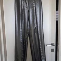 pantalone argento satinato Mango