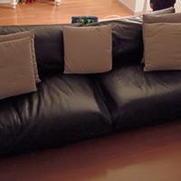 Divano MOLTENI  in pelle nero 4 posti 