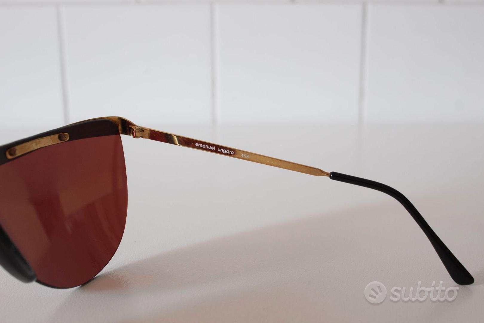Lunettes De Soleil Emanuel Ungaro Vintage - Monture Bordeaux Perlée, Verres Marron - Italie