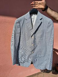 Blazer Boglioli uomo taglia 46 gessato bianco/blu