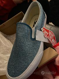 Vans donna con cartellino e scat azzurro glitter