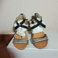 SANDALO donna zeppa nera pelle con strass 39 eu