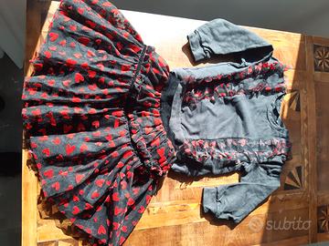 Vestito completo bambina felpa e gonna 4 5 anni