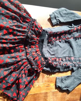 Vestito completo bambina felpa e gonna 4 5 anni
