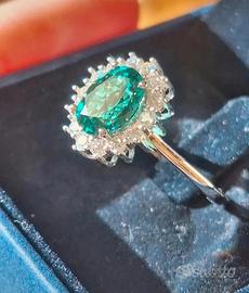 anello  in argento s925 massiccio con smeraldo