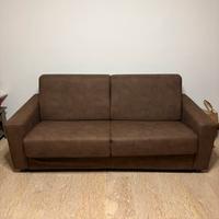Divano letto 3 posti marrone