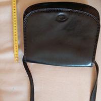 borsa in cuoio, nera, a tracolla, modello postina