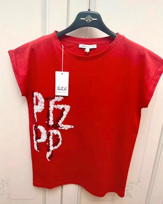 T-shirt Patrizia Pepe rossa con paillettes