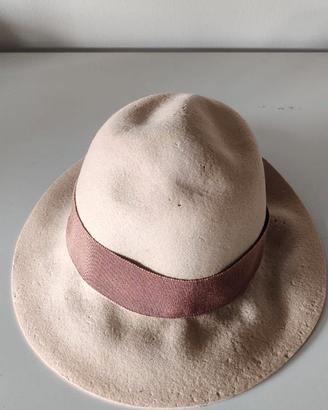 Cappello cloche feltro lana cammello sabbia vintag