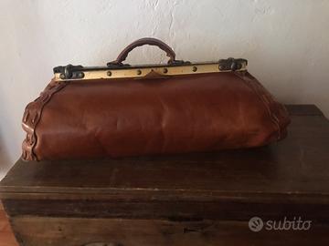 Borsa artigianale in vera pelle anni 80