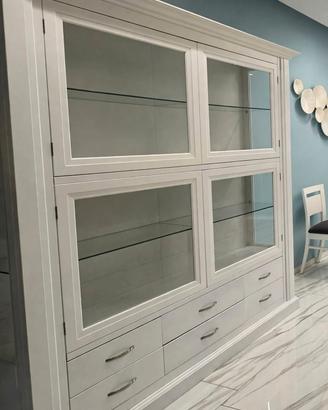 Cristalliera Vetrina Bianca Shabby Chic 