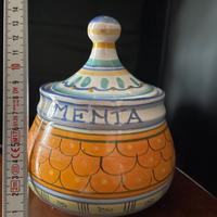 Antica Deruta Vasetto con coperchio – Menta