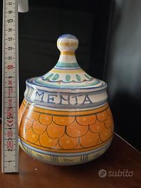 Antica Deruta Vasetto con coperchio – Menta