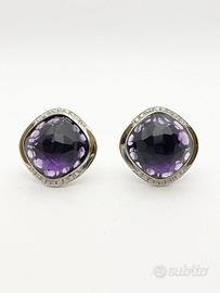 Orecchini oro 18KT con ametiste e diamanti, CREA.
