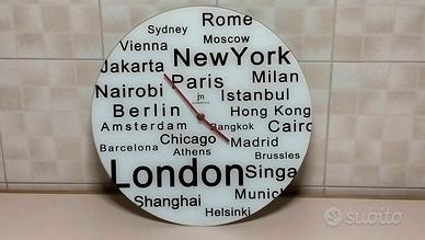 OROLOGIO DA PARETE IN VETRO SABBIATO LONDON ROME