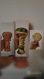 3x Vintage Djembe/bongo + Tamburello fatti a mano